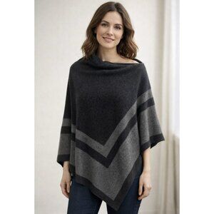 NEW MORAY Mongolian Cashmere Poncho One OSFM Grey Black Luxury Designer MSRP$699